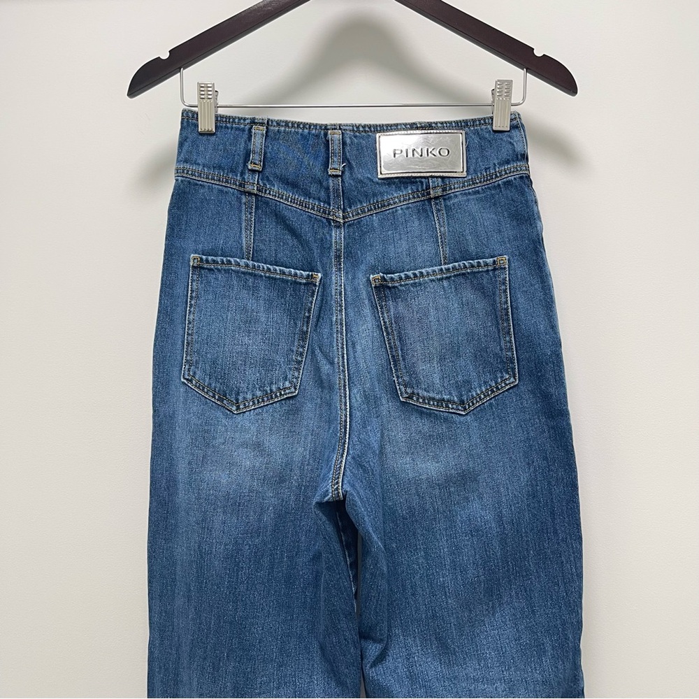 Pinko High Waisted Medium Blue Tapered Jean Size 26 - Picture 8 of 16